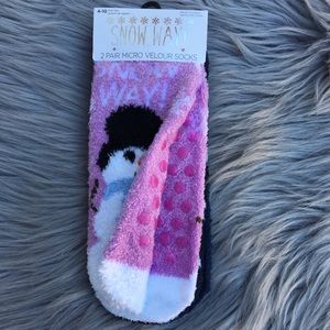 Christmas Snow Way! Velour Non-slip 2-pack Socks
